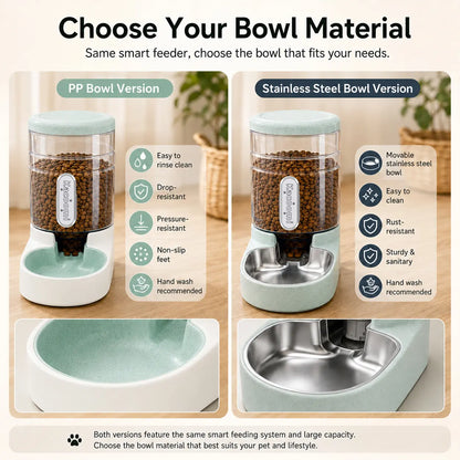 Kacoomi 2-Pack Gravity Automatic Pet Feeder & Water Dispenser Set, 1 Gal Each with Stainless Steel Bowls for Cats & Small Dogs